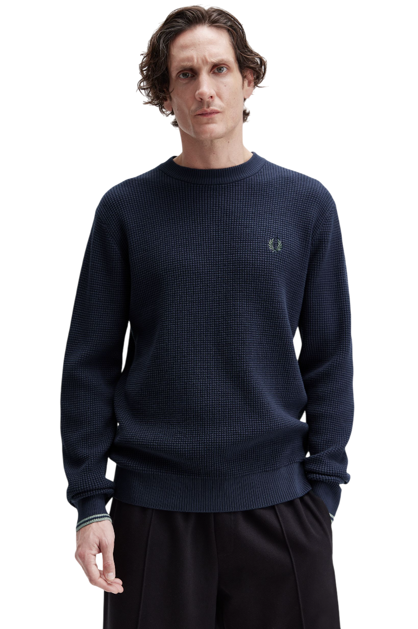 Textured Knit Sweater With Crew Neck