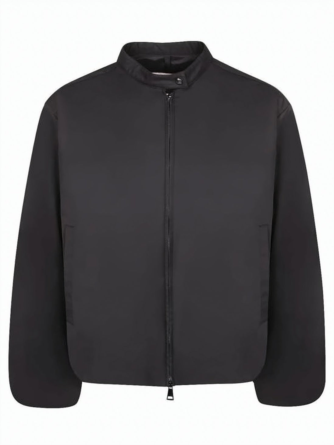 Cropped Matte-Finish Jacket with Structured Sleeves