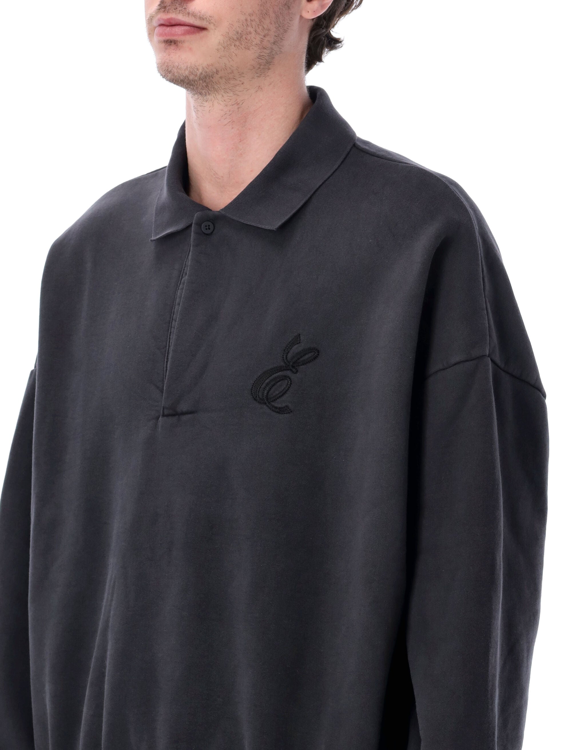 Essentials Black Embroidered Polo Sweatshirt