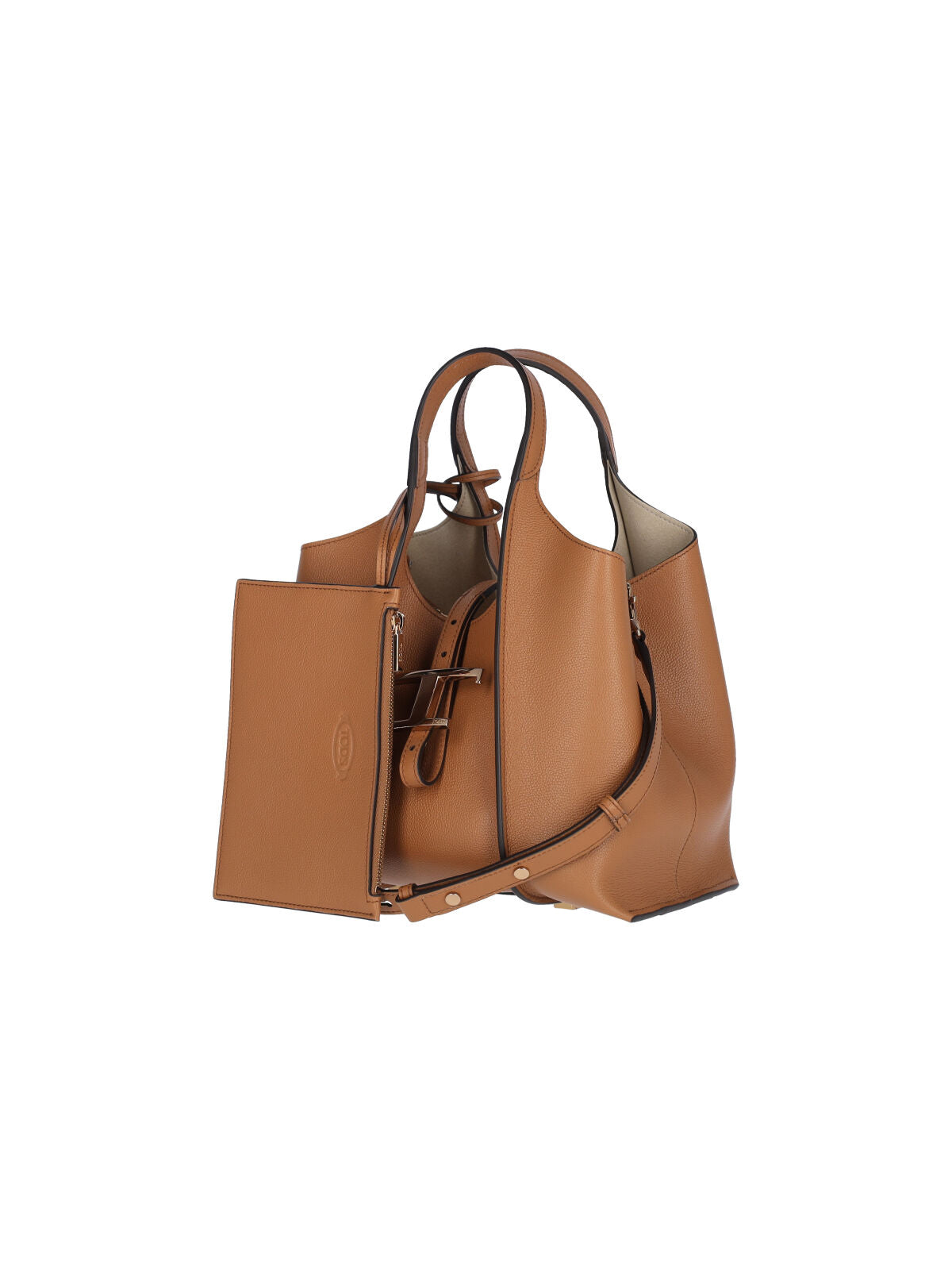"T-Timeless" Mini Bag, In Brown Hammered Calfskin