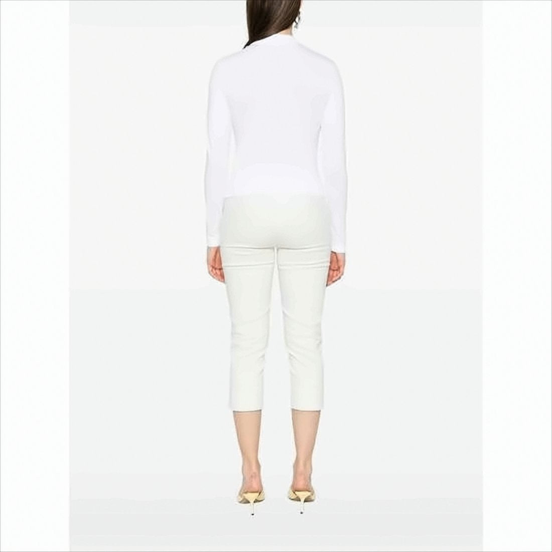 Fitted Long-Sleeve Top with High Neckline