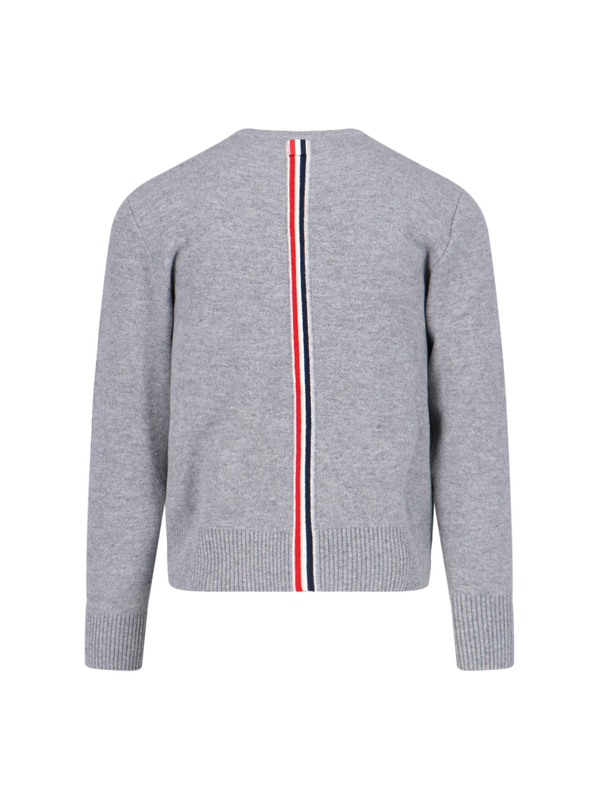 Tricolor Detail Crewneck Sweater – Grey