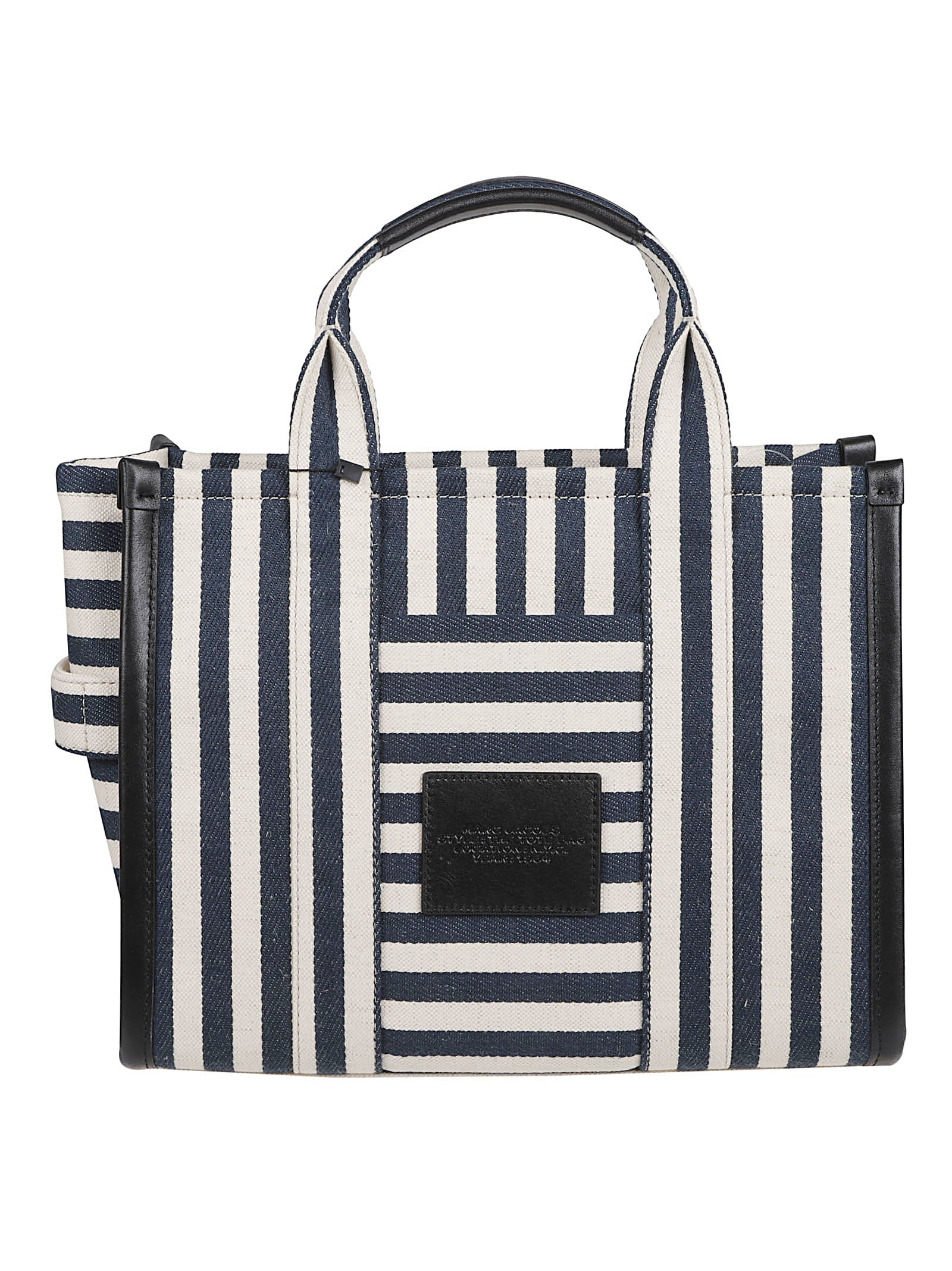 Structured Canvas Tote Bag with Leather Trim