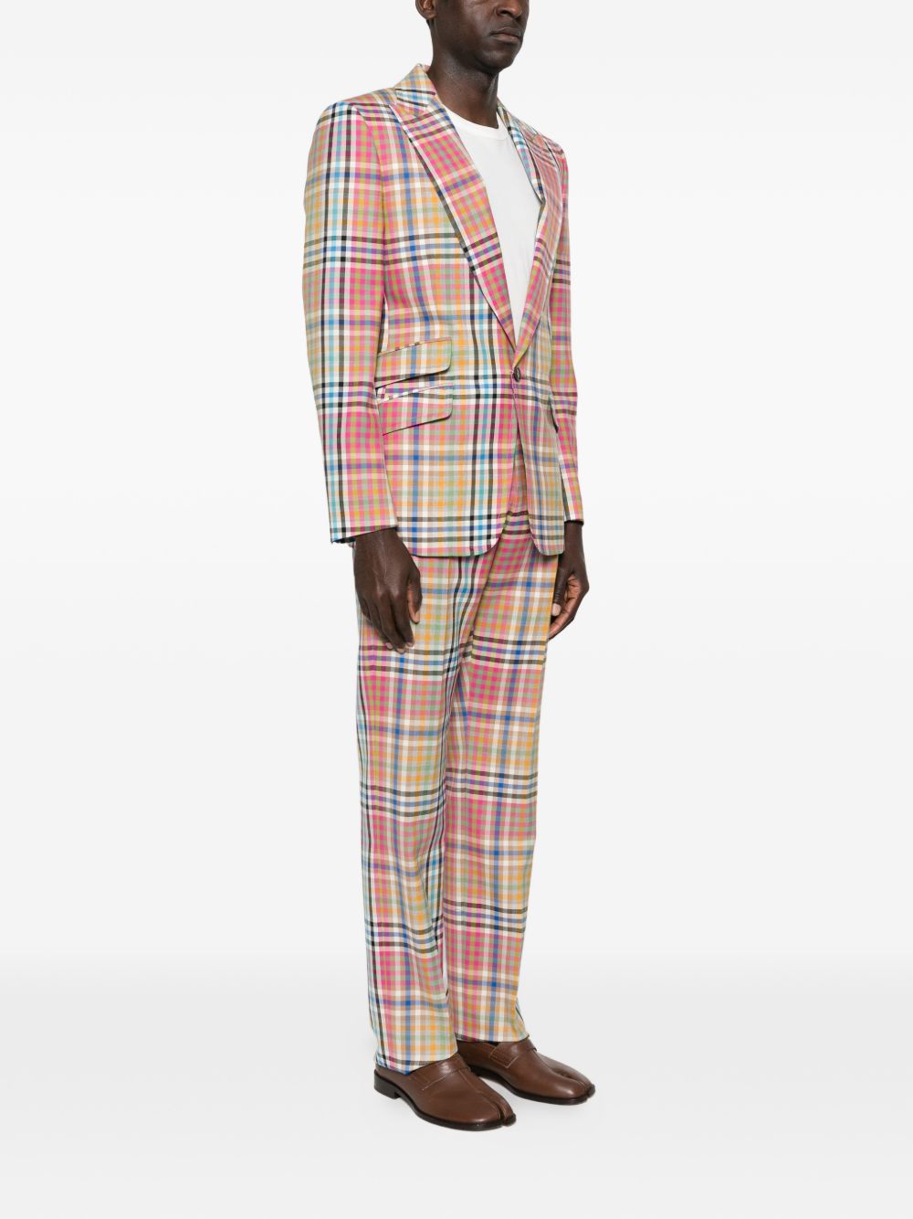 Multicolored Plaid Tailored Blazer With Notched Lapels