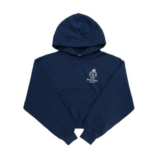 Cropped Hoodie with Drawstring Hood and Front Pocket