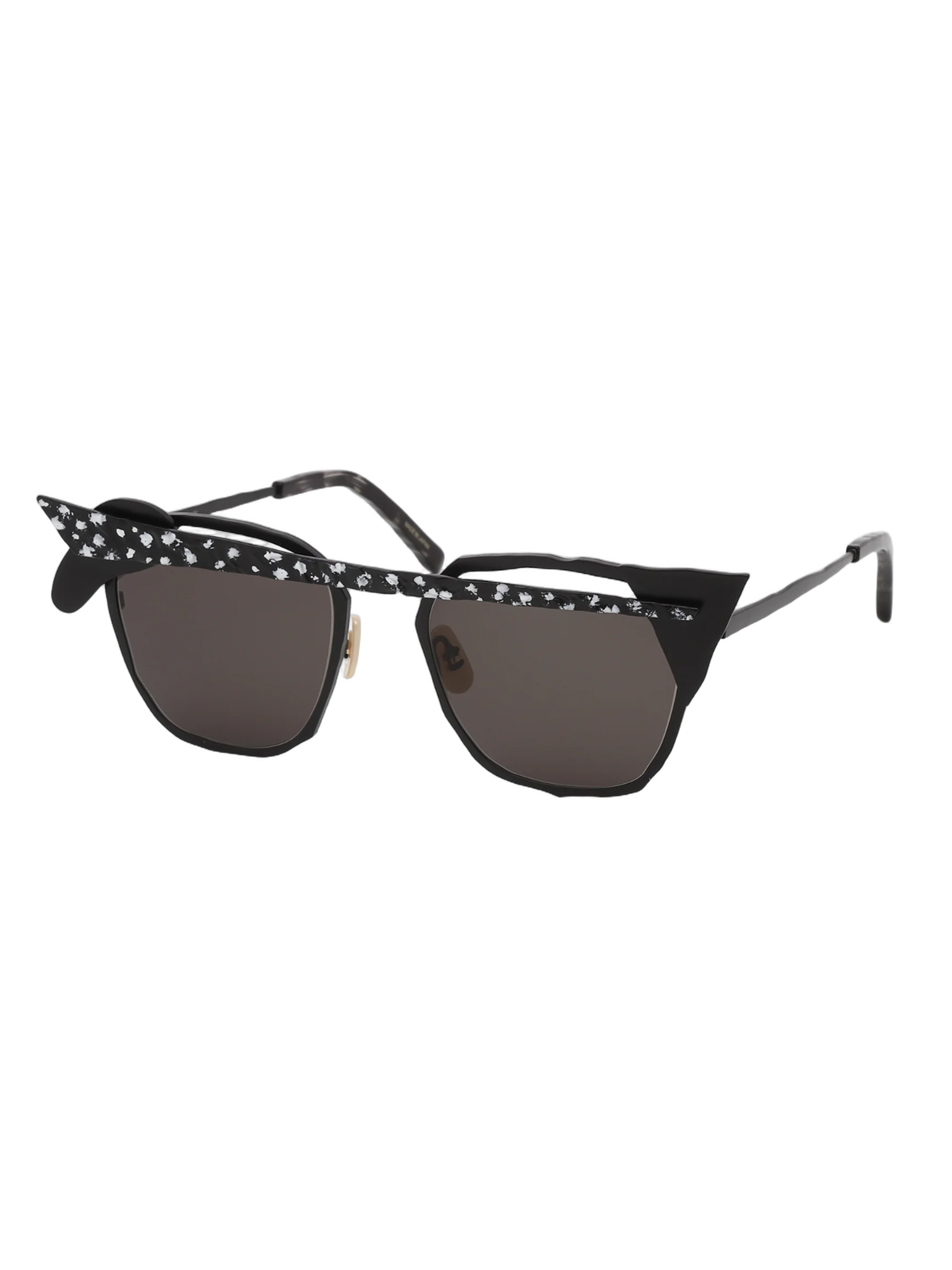 Geometric Titanium Sunglasses with Bow Detail