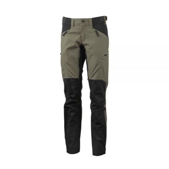 Two-Tone Straight Pants With Zippered Pockets And Reinforced Details