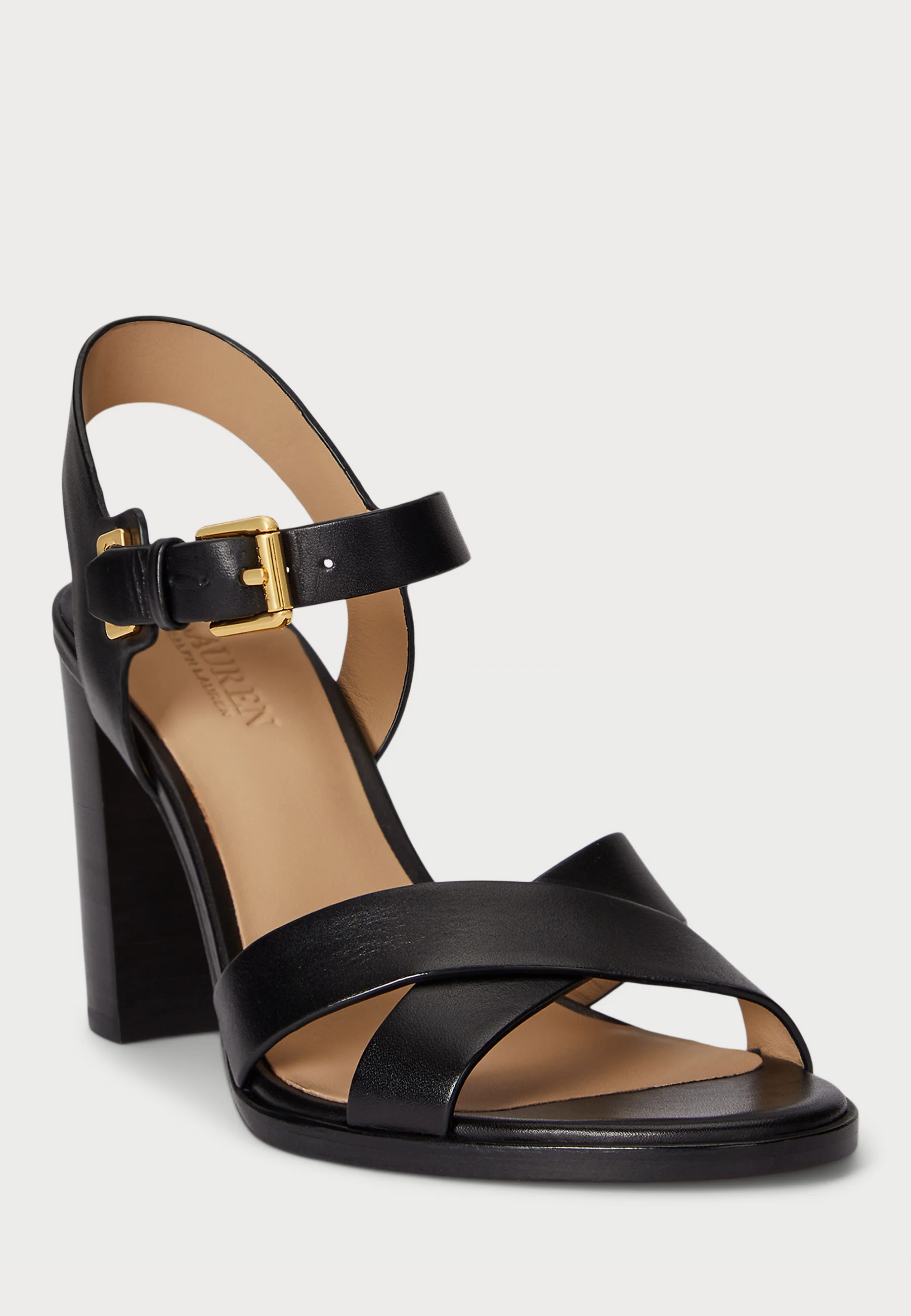 Black Emeryn Leather Heel Sandals