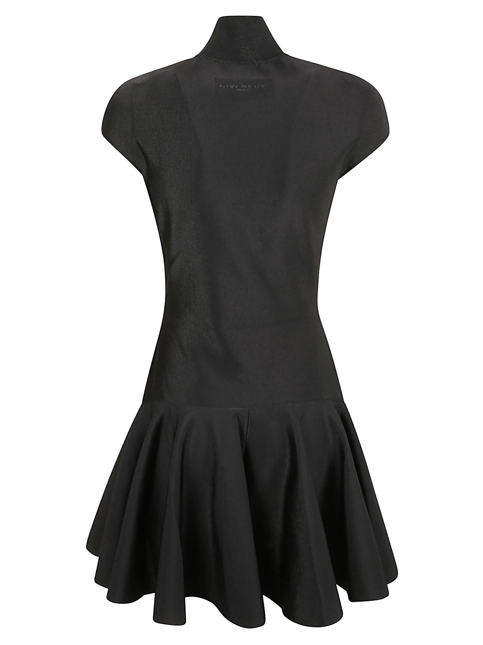 Cap Sleeve Mini Dress With High Neck