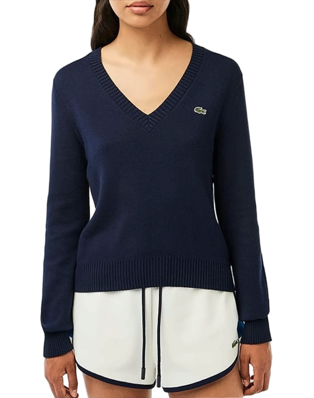Classic V-Neck Knitwear Sweater with Ribbed Detailing