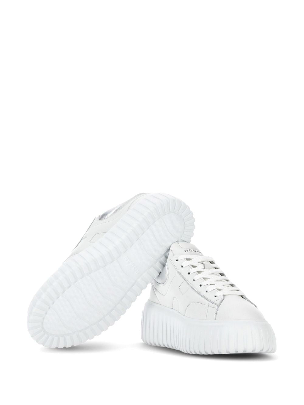 Lace-Up White Flats with Ridged Sole