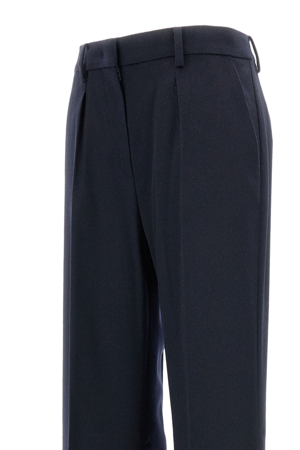 Tailored Blue Wool Trousers With Pleats