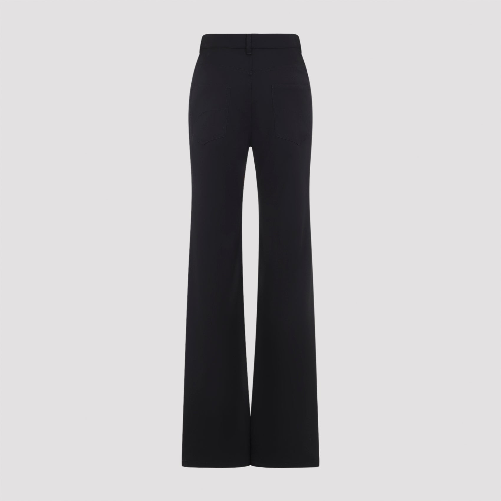 Black Wool Blend Trousers With Flared Legs