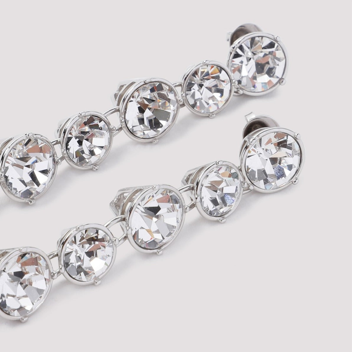 Long Diamond Silver Brass Earrings