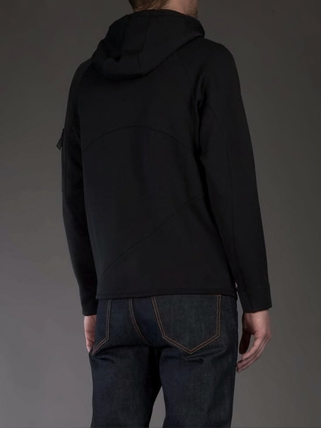 Textured Black Hooded Sweatshirt