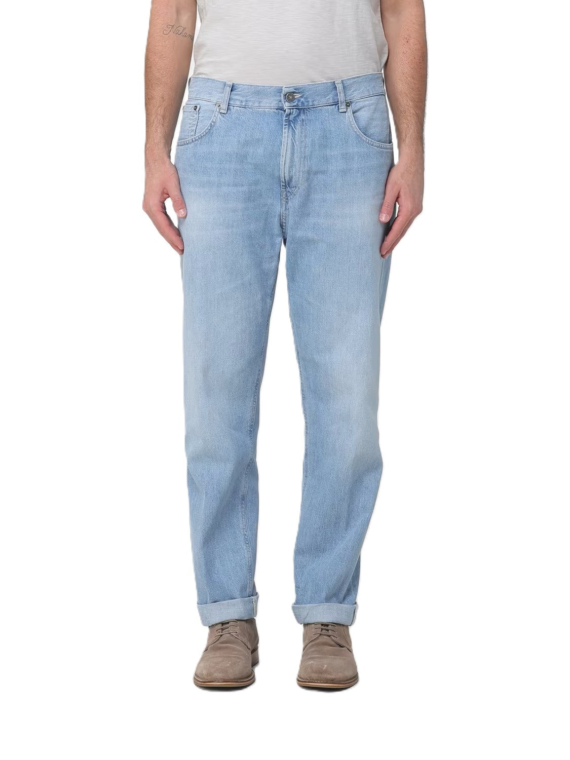 Light Blue Denim Jeans with Relaxed Fit