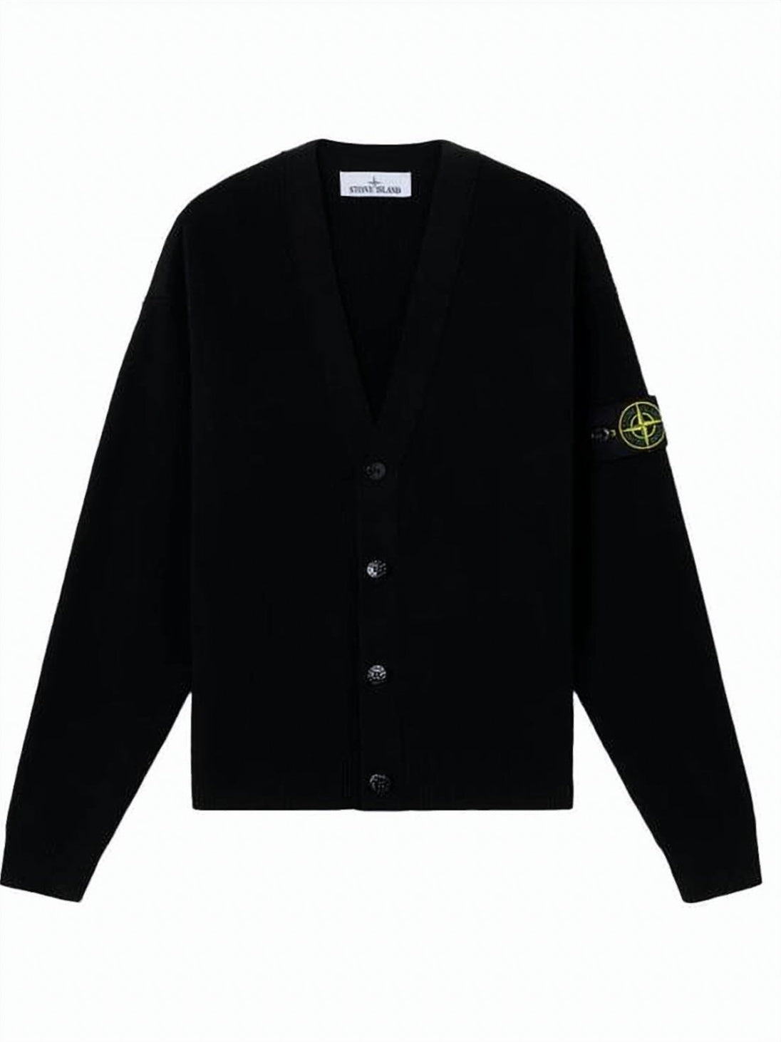 V-Neck Cotton Cardigan with Distinctive Logo Patch