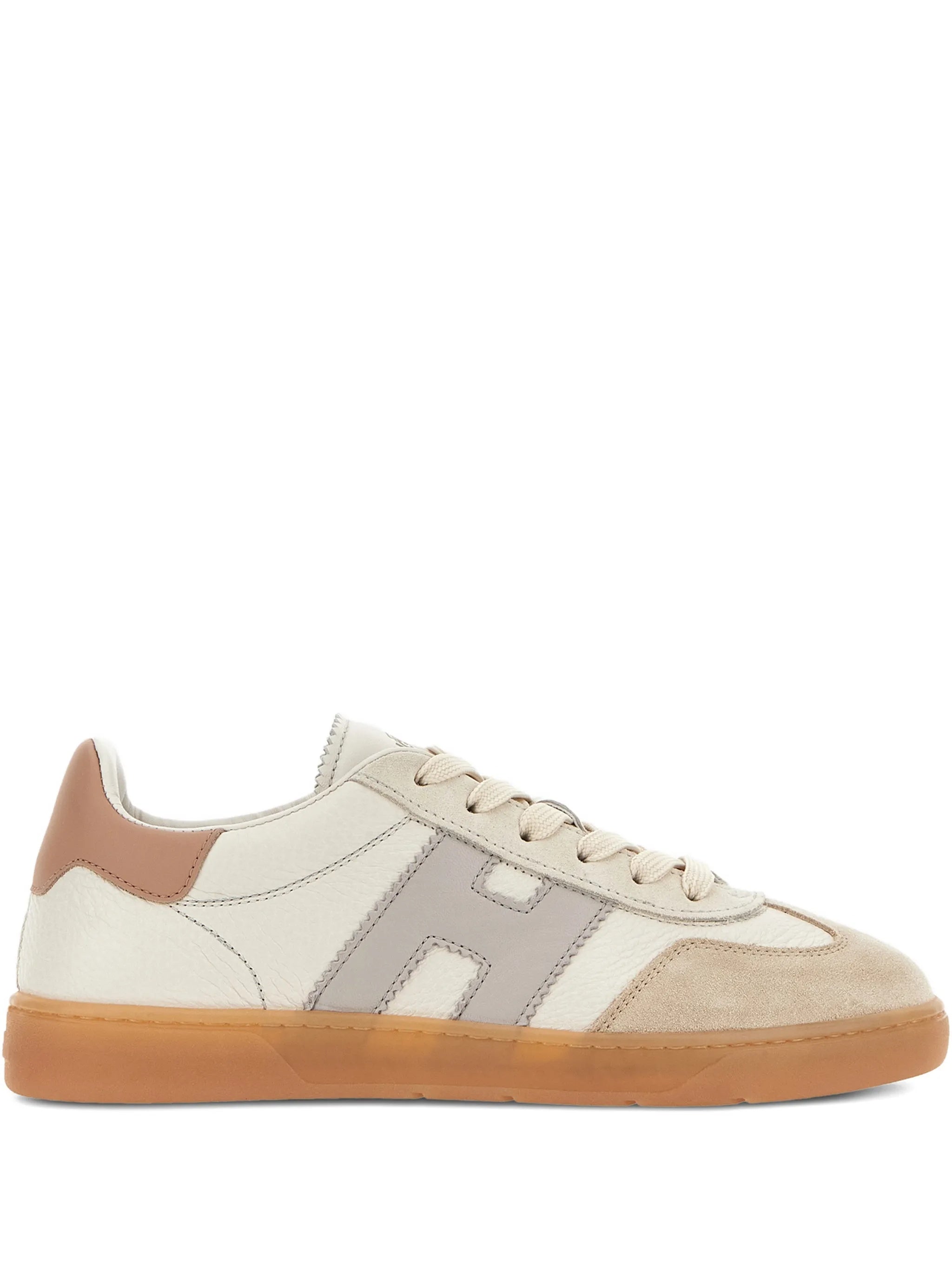 Neutral Low-Top Smooth Suede Leather Sneakers