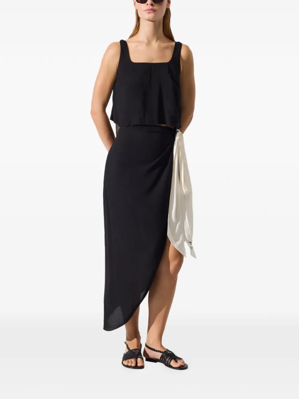 Cropped Black Top with Square Neckline