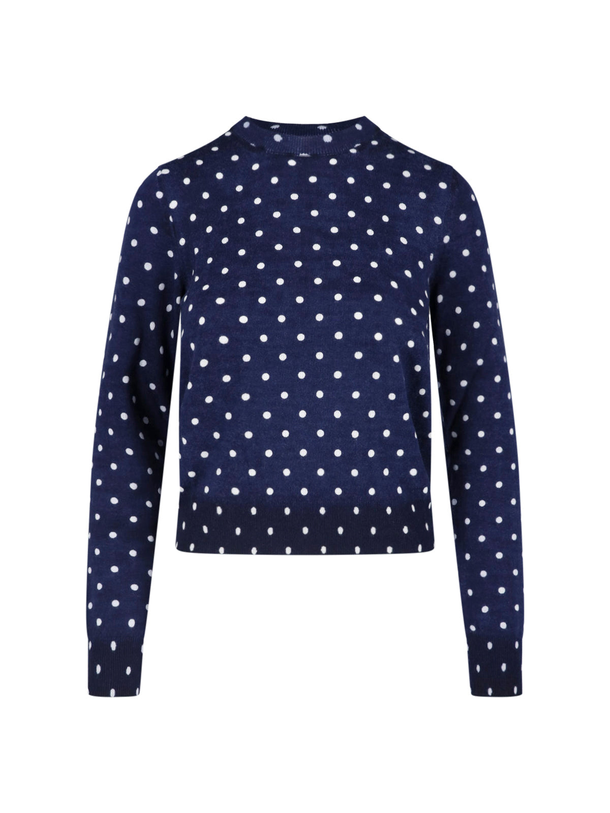 Navy Polka Dot Cropped Ribbed Sweater