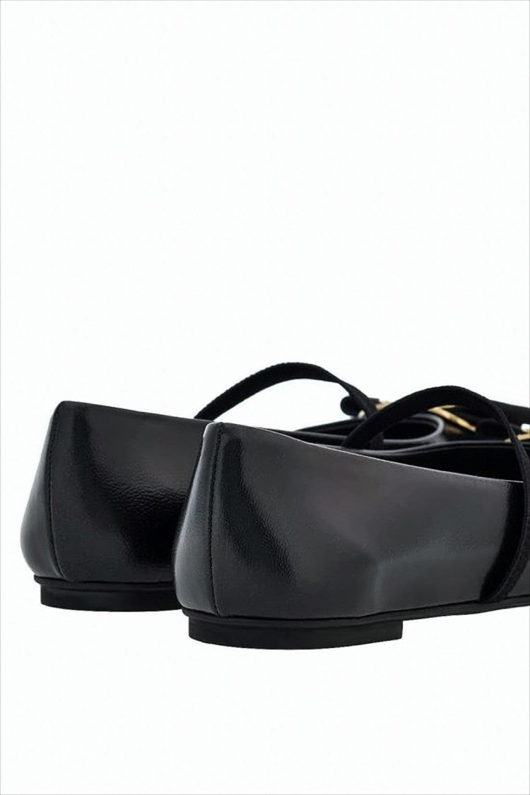 Lambskin Flats with Gold-Tone Buckle Detail