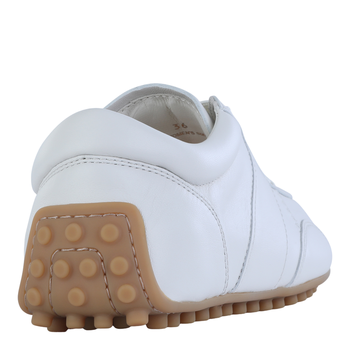 White Leather Sneakers with Gum Rubber Sole
