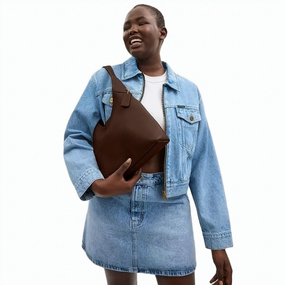 Smooth Brown Cowhide Leather Shoulder Bag