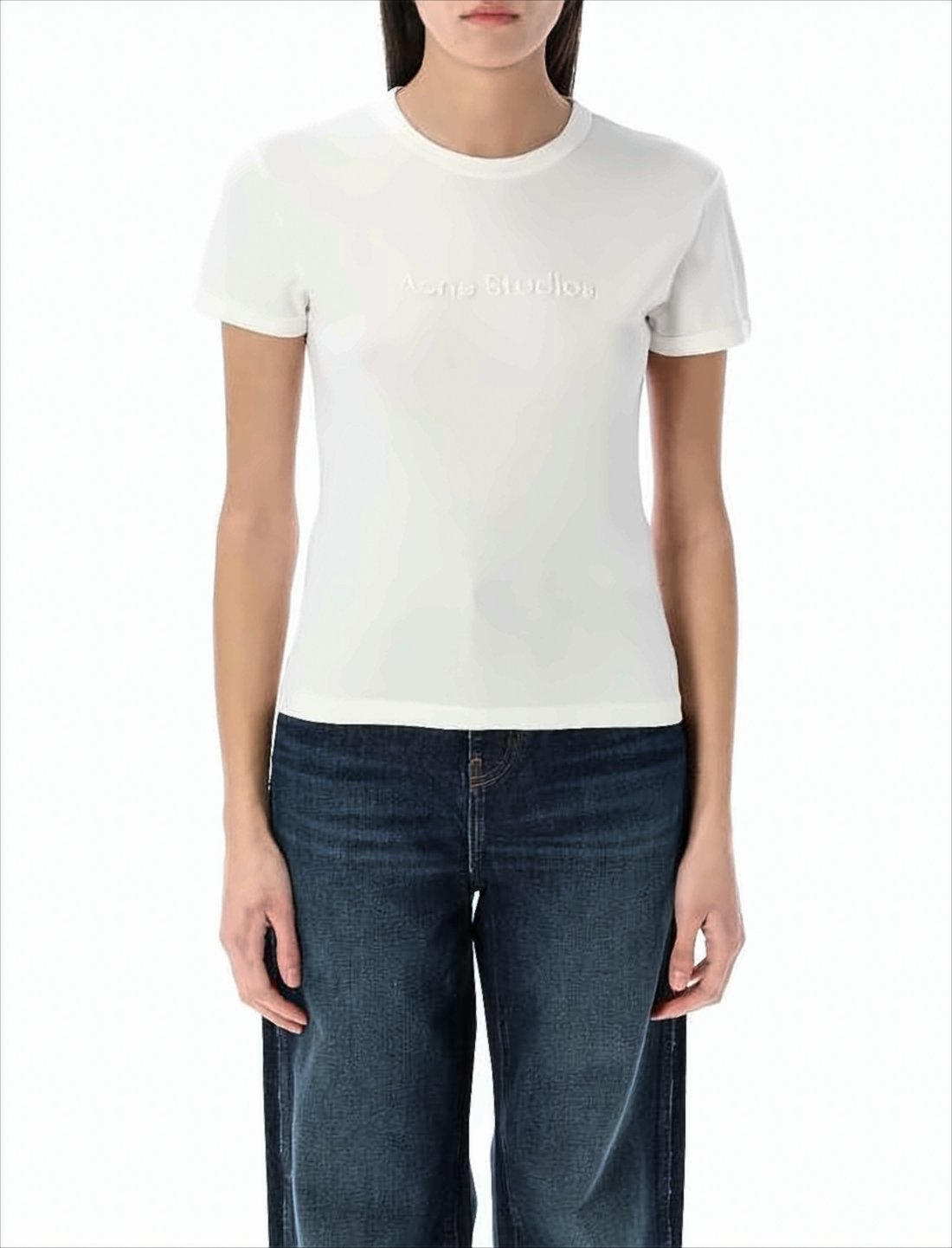 Fitted Cotton T-Shirt with Embossed Detail
