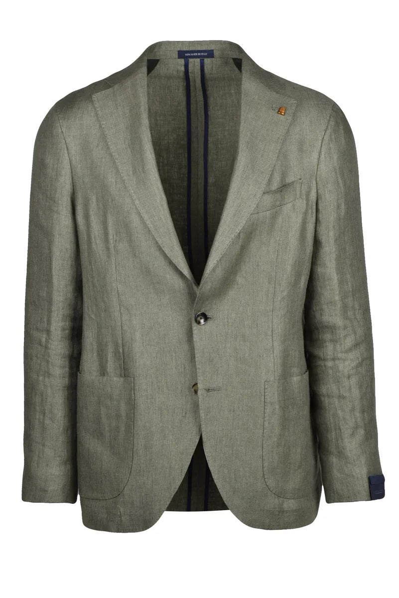 Rounded Green Linen Jacket