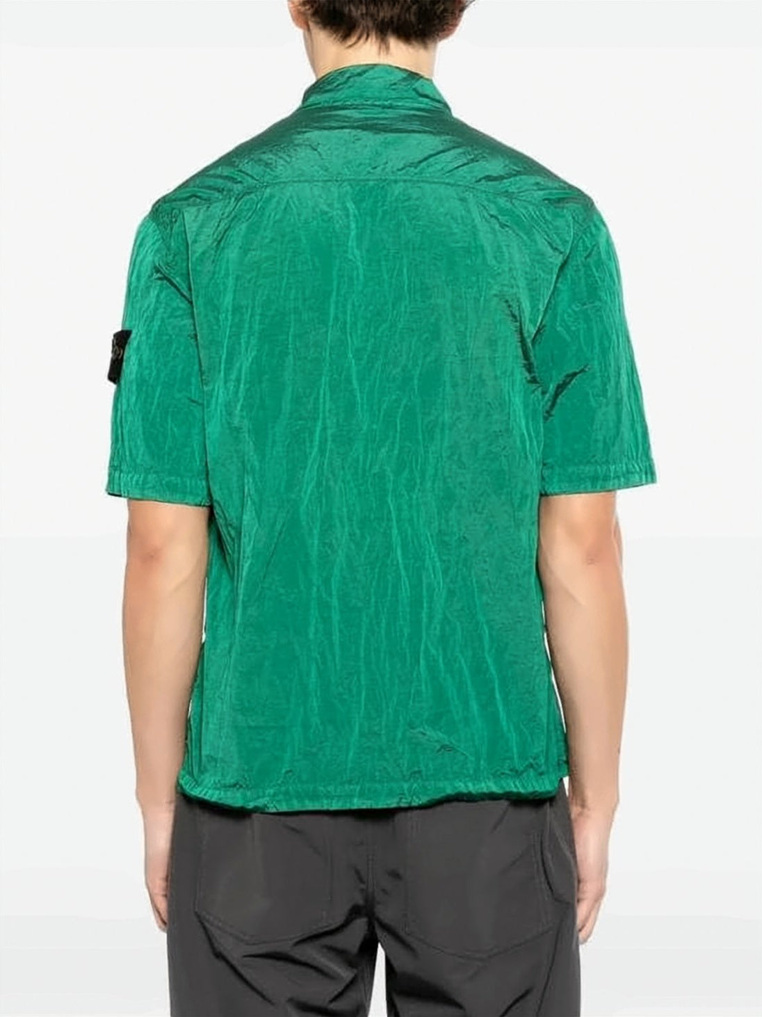 Boxy Brown Short-Sleeve Shirt with Concealed Placket