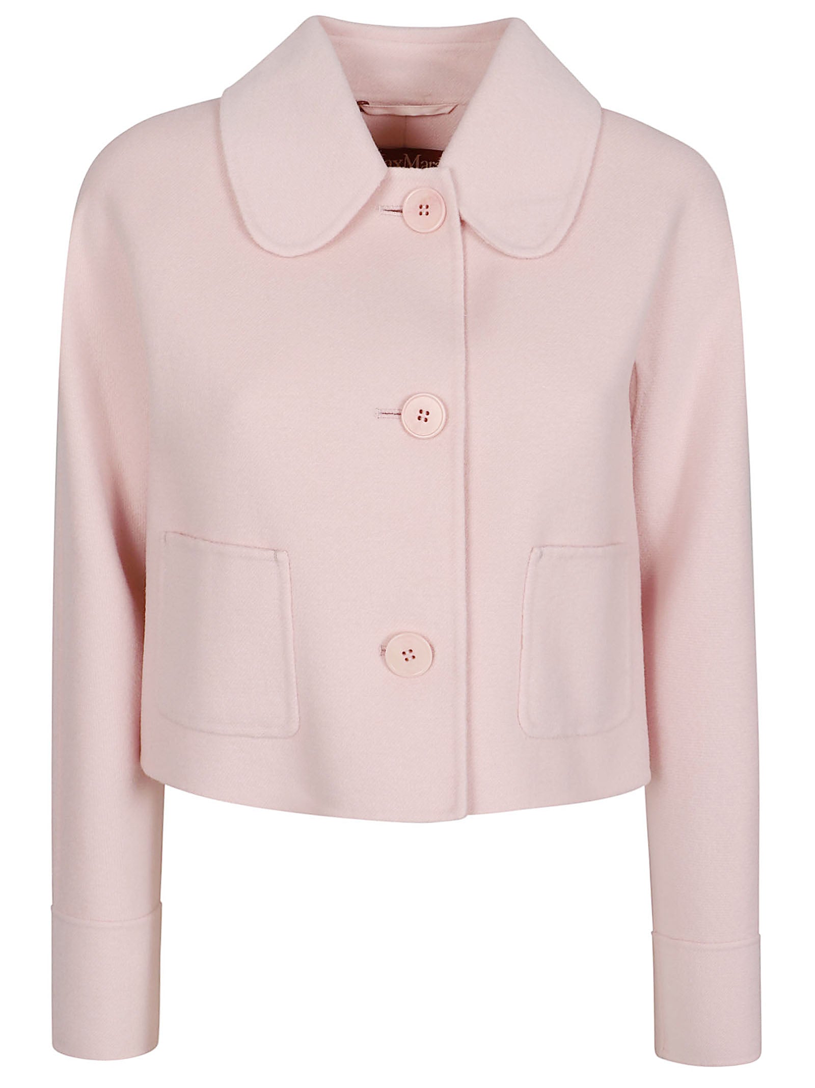Cropped Jacket in Pastel Pink with Button Detail