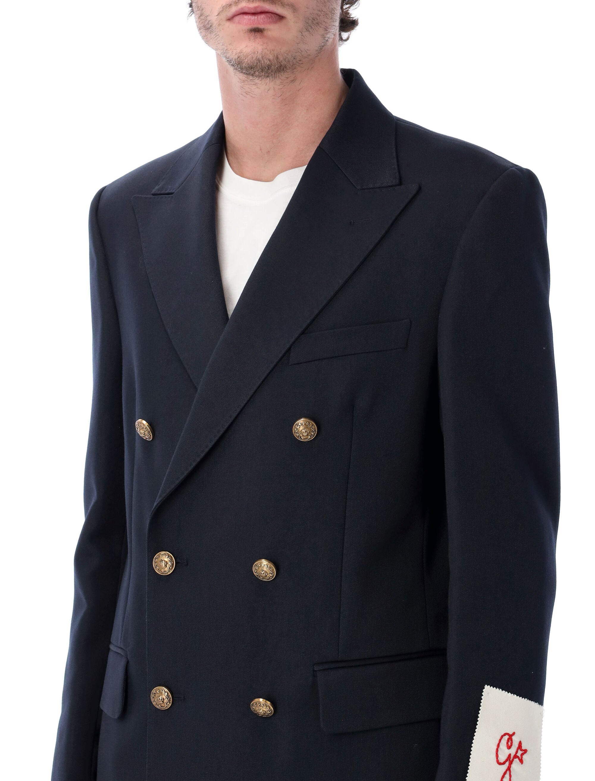 Dark Blue Double-Breasted Blazer