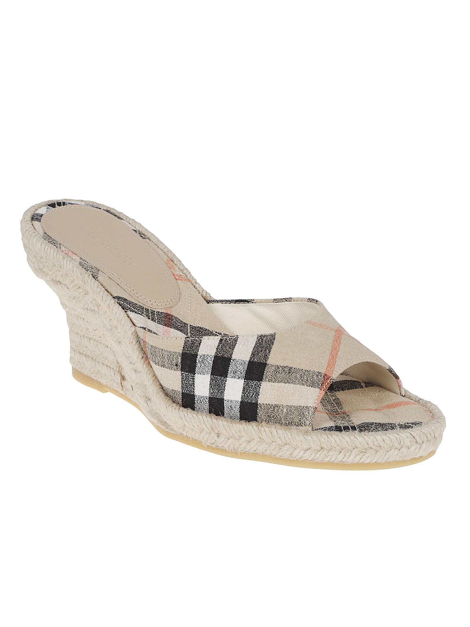 Open-Toe Mule Espadrilles with Burberry Check Design