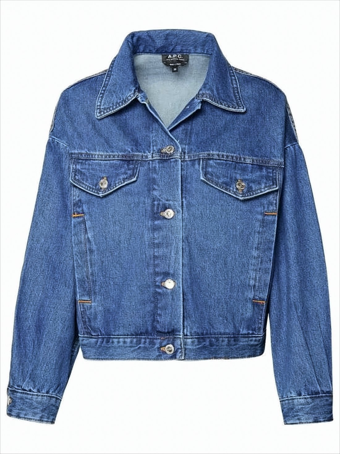 Cropped Denim Jacket with Buttoned Front