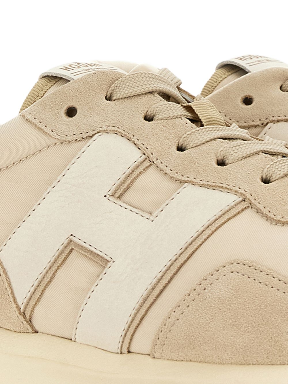 Beige Silk and Nylon Sneakers