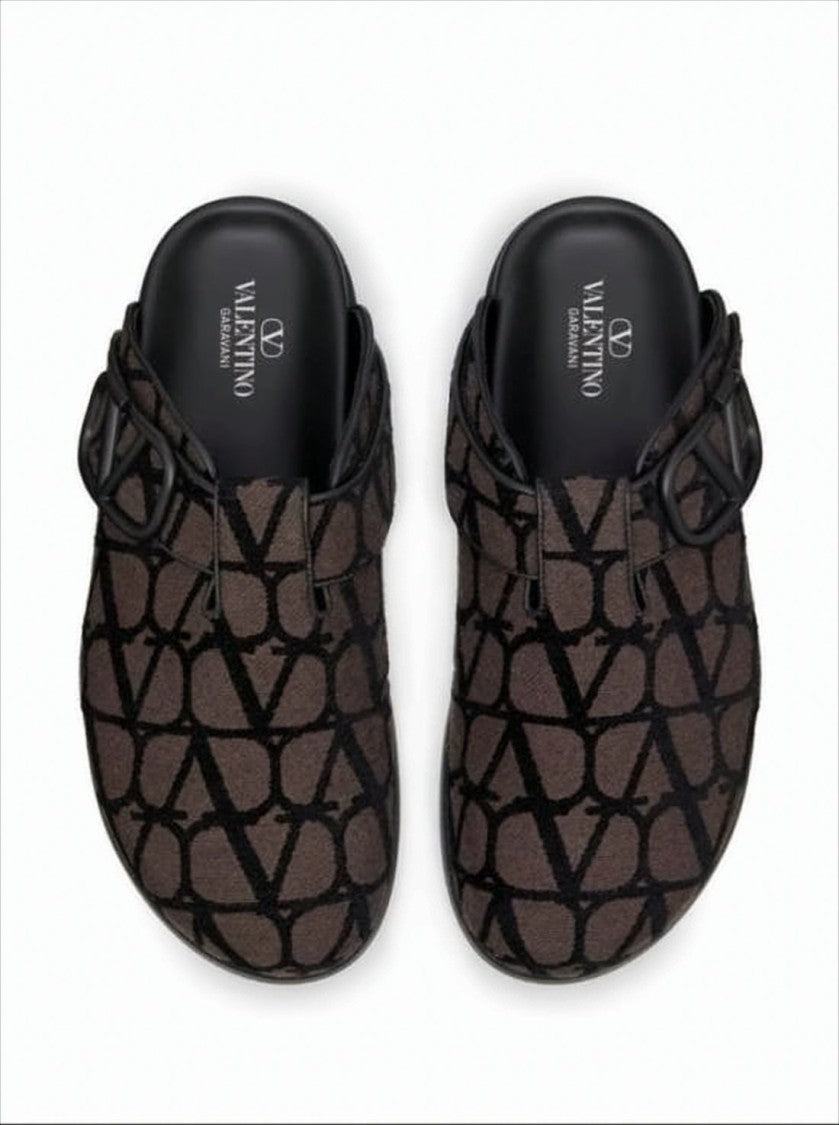 Abstract Pattern Fabric Slip-On Mules