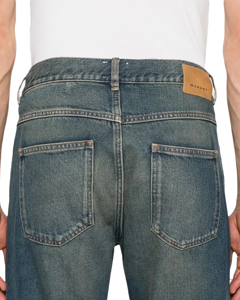 Straight-Leg Denim Pants with Subtle Fading