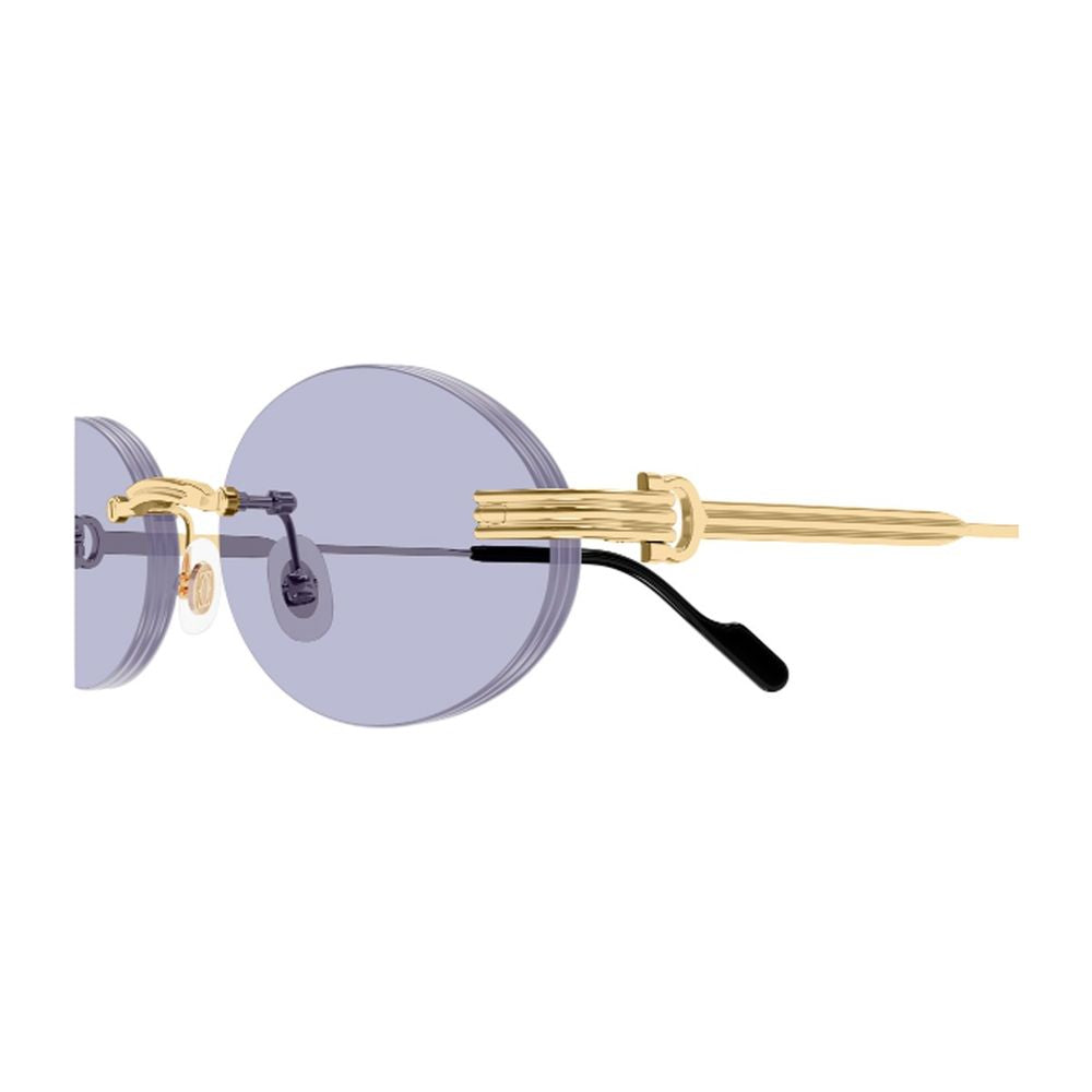 Rimless Oval Sunglasses With Godron Detail