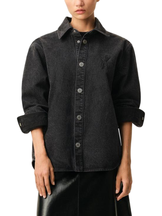 Tone-on-Tone Heart Logo Cotton Overshirt