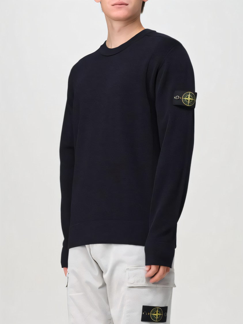 Ribbed Detail Black Knit Sweater