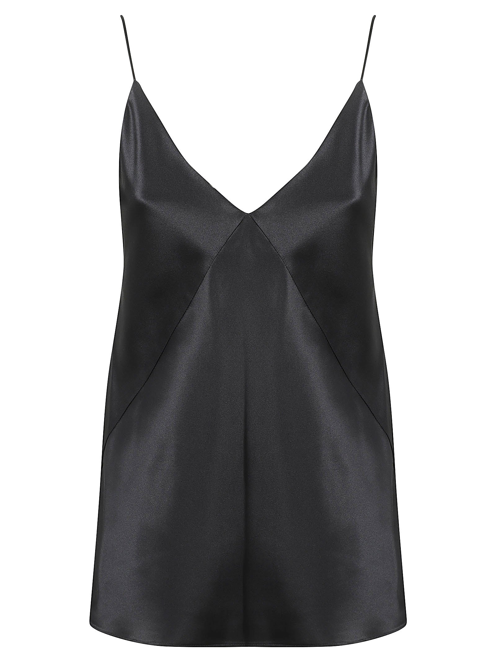Silk V-Neck Top with Spaghetti Straps