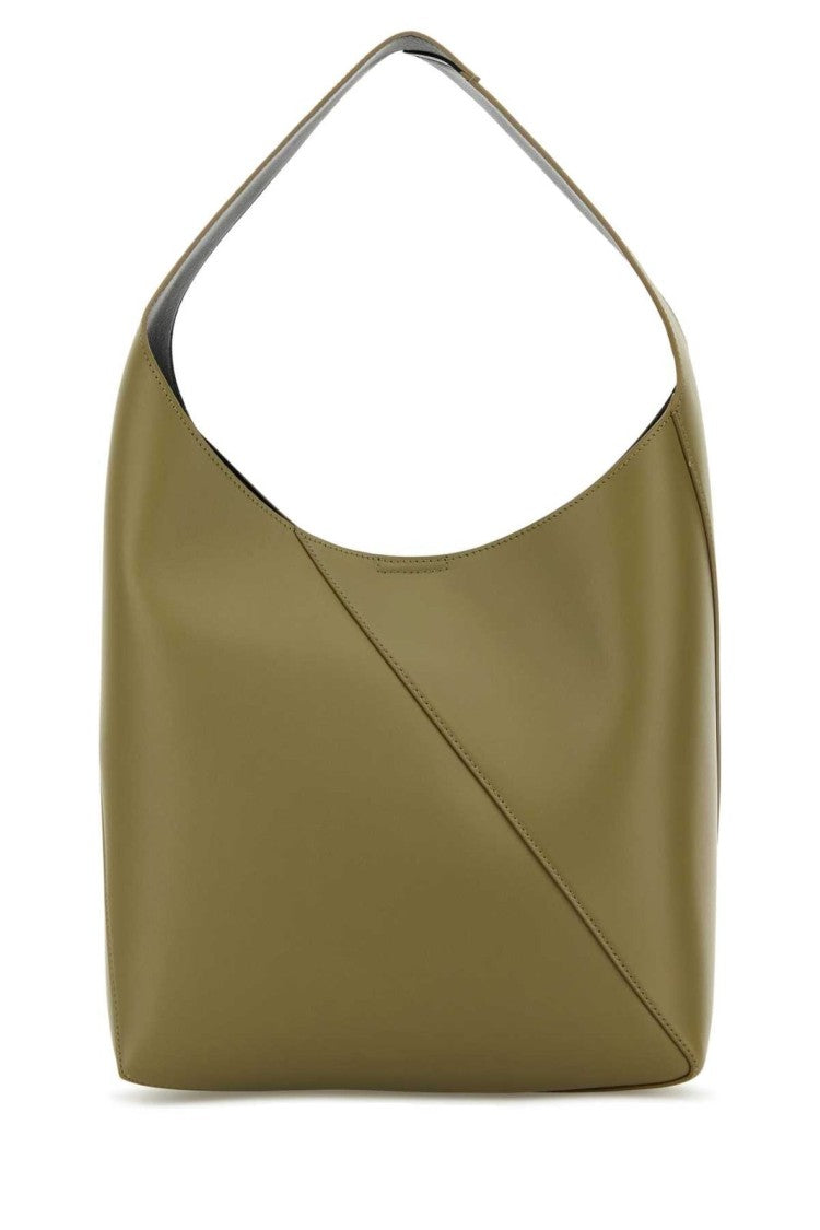Calf Leather Green Shoulder Bag with Minimalist Design