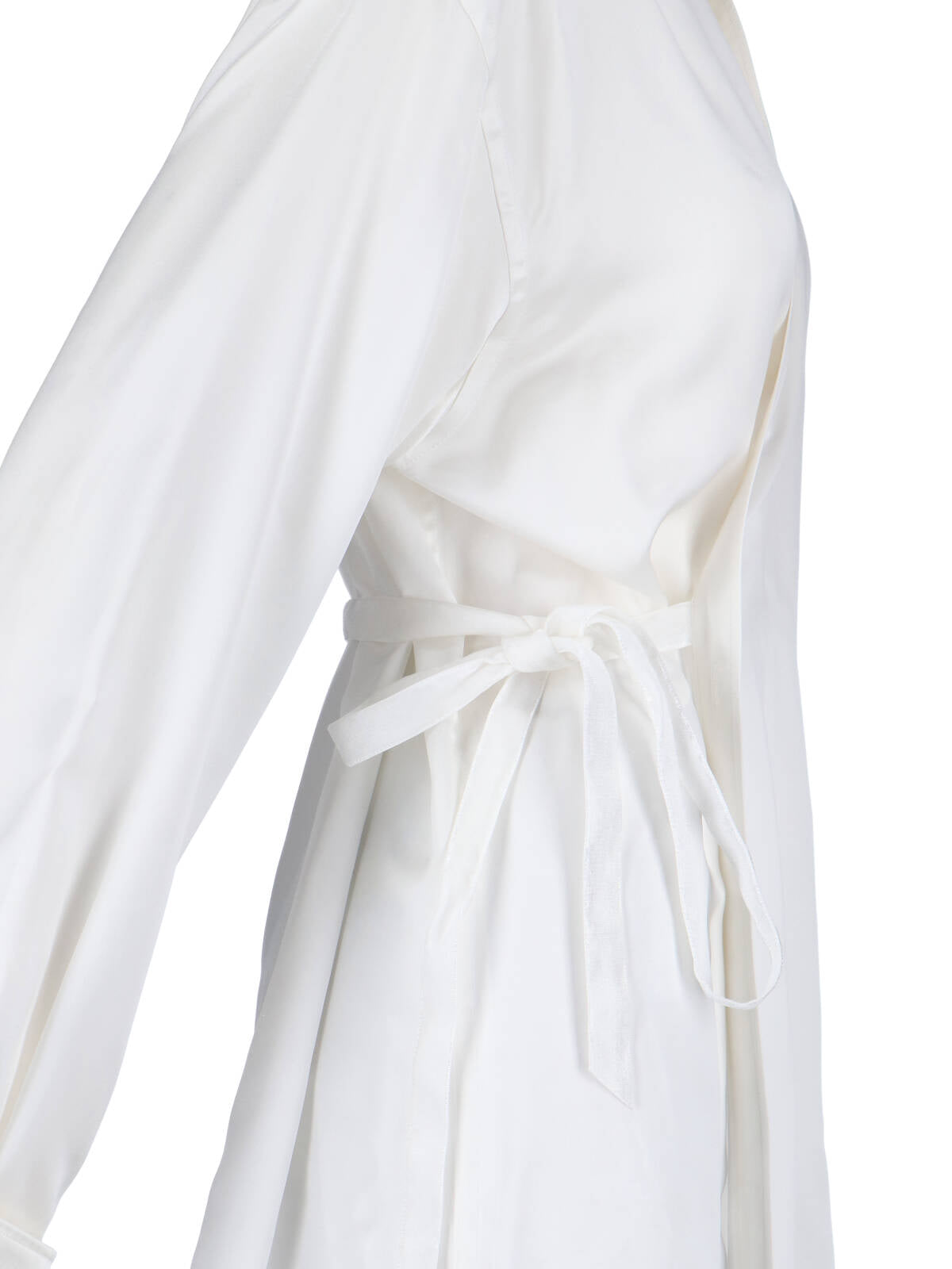 White Silk Shirt with Waist Detail