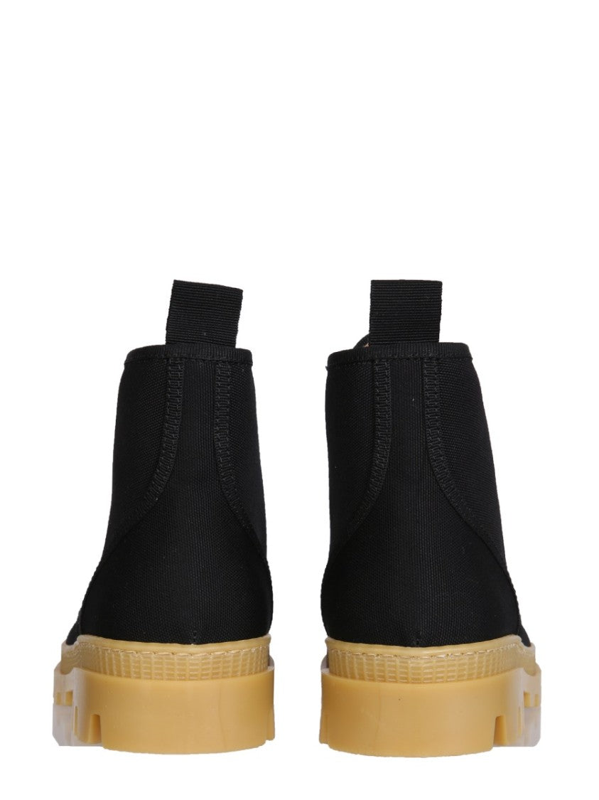 Chunky Sole Black Canvas Hiking Boots
