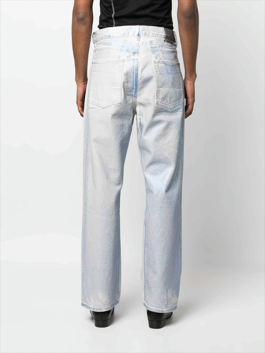 Loose-Fit Jeans with Foil Finish