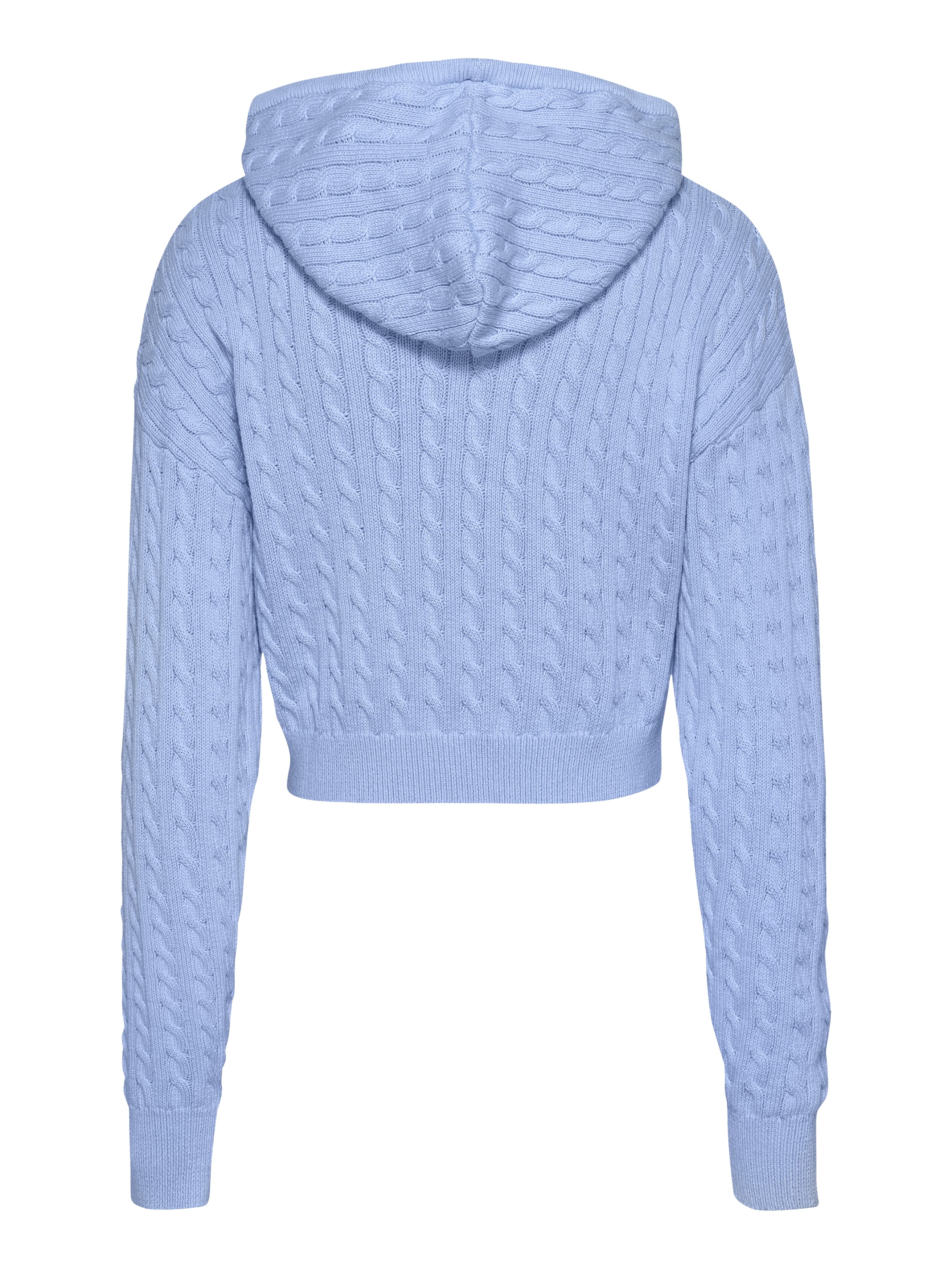 Cable Knit Cropped Hoodie With Cozy Hood
