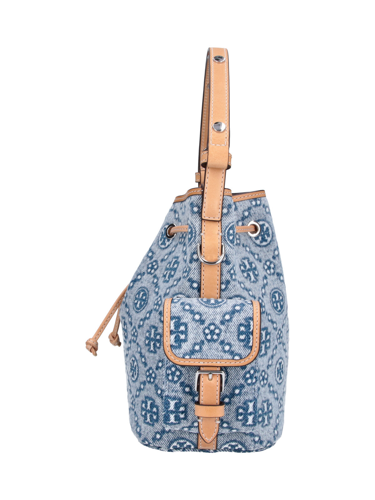 Blue T Monogram Cotton Bucket Bag