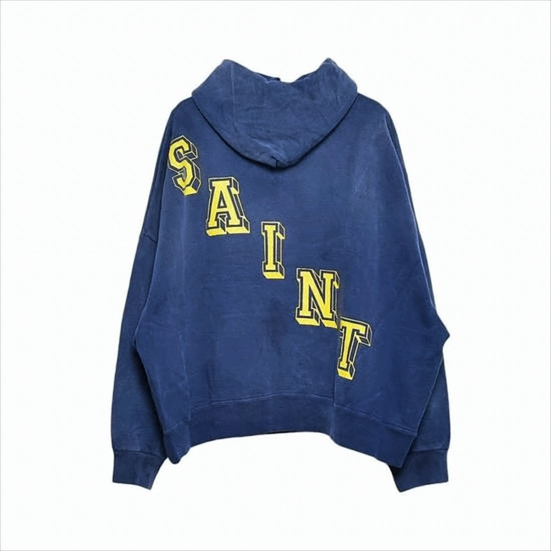 Deep Blue Hoodie With Bold Yellow Graphics