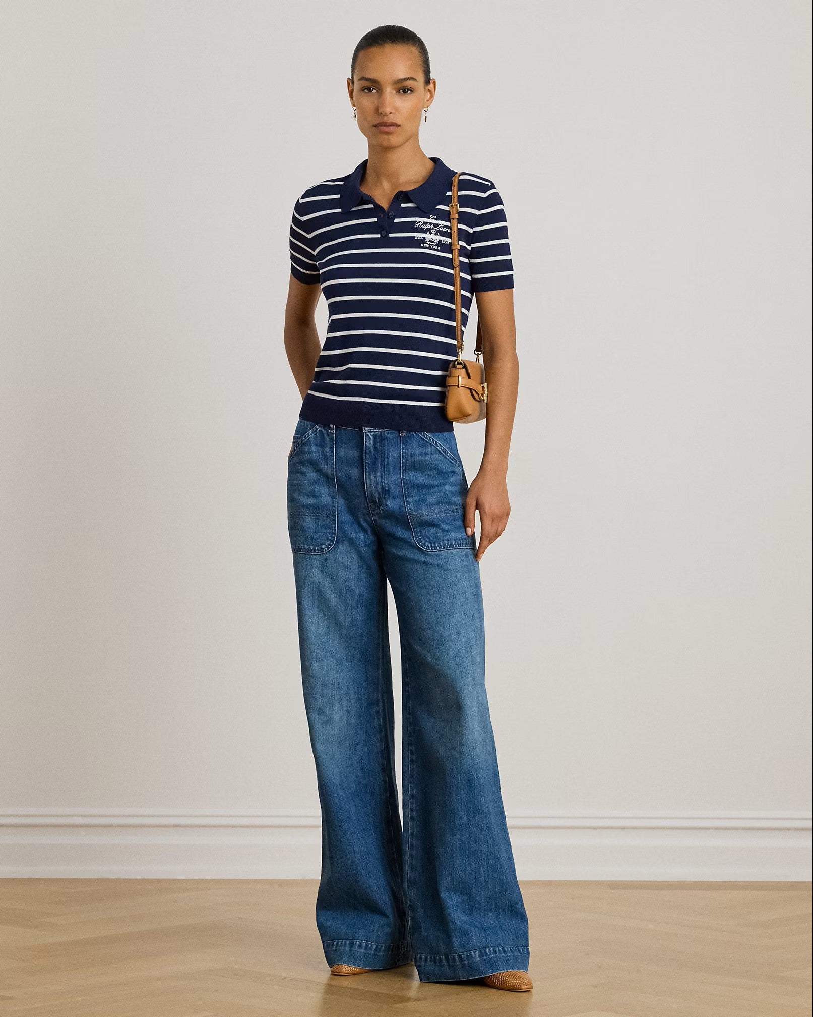 Classic Polo-Style Short Sleeve Pullover in Navy