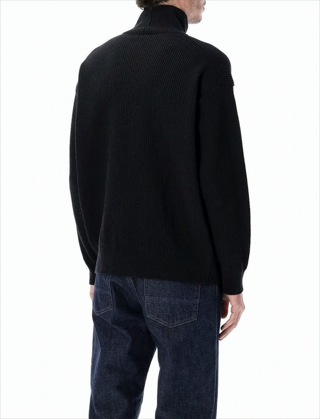 Ribbed Knit Turtleneck Sweater with High Collar